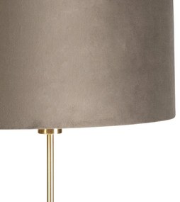 Vloerlamp goud/messing met velours kap taupe 40/40 cm - Parte Landelijk / Rustiek E27 cilinder / rond rond Binnenverlichting Lamp