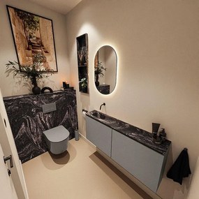 MONDIAZ TURE-DLUX 120cm toiletmeubel Smoke. EDEN wastafel Lava positie links. Zonder kraangat. TUREDX120SMOL0LAV