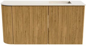 Mondiaz Joya DLux 80cm toiletmeubel ronding links oak met wastafel faye rechts zonder kraangat meli