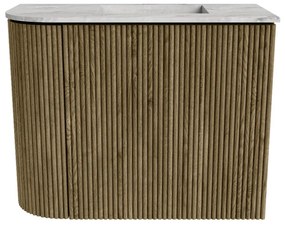 Mondiaz Joya DLux 50cm toiletmeubel ronding links dusk met wastafel faye rechts 1 kraangat glace