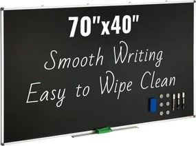 VEVOR Blackboard, krijtbord met aluminium frame, 175 x 100 cm whiteboard, inclusief 1 magnetische wisser en 3 whiteboardmarkers, zwart oppervlak