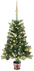 vidaXL Kunstkerstboom met LED's en kerstballen 65 cm groen