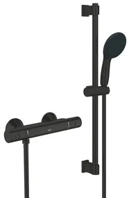 GROHE Precision Start Doucheset - thermostatische douchekraan - met glijstangset - 60cm - ronde handdouche - 1 straalsoort - gladde doucheslang - mat zwart 345972431
