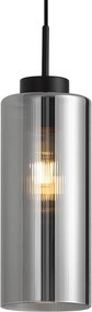 Art Deco hanglamp zwart met smoke glas voor railsysteem 1-fase - Iconic Laura