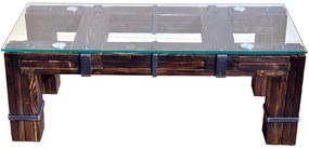 CHYRKA® Salontafel LD DROHOBYCZ woonkamer tafel loft vintage bar industrieel design handgemaakt hout glas metaal