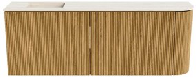 Mondiaz Joya DLux 110cm toiletmeubel ronding rechts oak met wastafel faye links zonder kraangat meli