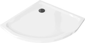 Mexen Flat half-ronde douchebak slim 80 x 80 cm, wit, zwarte sifon - 41108080B