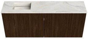 Mondiaz Joya DLux 100cm toiletmeubel walnut met wastafel faye links zonder kraangat ostra