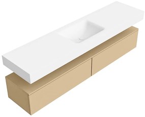 Zaro Alan badmeubel 190cm sand 2 lades met vrijhangende wastafel cloud midden 1 kraangat talc