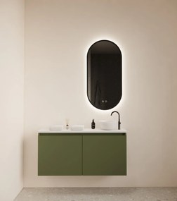 Gliss Design Echo toiletmeubel 100cm olijfgroen met toppaneel wit mat