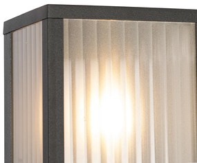 Smart buiten wandlamp met dimmer zwart met ribbel glas incl. Wifi A60 - Charlois Modern E27 IP44 Buitenverlichting