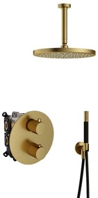 Hotbath Cobber ADS20A inbouw regendouche met 30cm hoofddouche en plafondarm geborsteld messing PVD