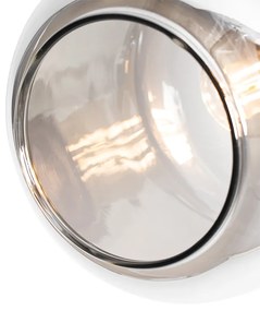 PlafondSpot / Opbouwspot / Plafondspot zwart met goud met smoke glas 4-lichts - Zuzanna Modern E14 Binnenverlichting Lamp