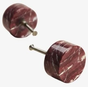 Set Van 2 Handgrepen Van Natuursteen En Roestvrij Staal Jareia Rood Marmer Cherry Gold - Sklum