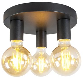 Smart Moderne plafondlamp zwart incl. 3 WiFi G95 - Facil Klassiek / Antiek E27 rond Binnenverlichting Lamp