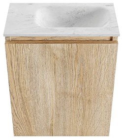 Mondiaz Ture DLux toiletmeubel 40cm washed oak met wastafel opalo rechts zonder kraangat