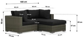 Chaise Loungeset 2 personen Wicker Taupe Garden Collections Toronto