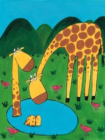 Ilustratie Mommy with Baby Giraffe, Carla Daly