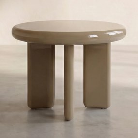 Hoogglans Salontafel Taupe 50 Cm Rond - 51 X 51cm.