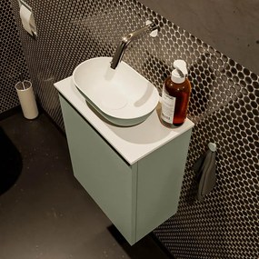 Mondiaz Fowy toiletmeubel 40cm army met legergroene waskom midden zonder kraangat