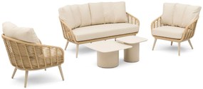Stoel en Bank Loungeset 5 personen Aluminium/rope Zand/Beige  Coco Vinci/Ronda