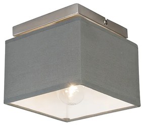 Stoffen Moderne plafonnire staal met grijze kap - VT Modern E27 vierkant Binnenverlichting Lamp