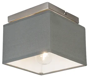 Stoffen Moderne plafonnire staal met grijze kap - VT Modern E27 vierkant Binnenverlichting Lamp