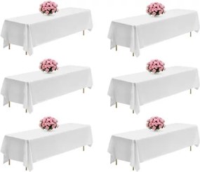 VEVOR 6 x Tafelkleed 2286x3353 mm, Herbruikbare Tafelkleedbeschermer, Machinewasbaar Polyester Tafelkleed voor Feesten, Bruiloften, Banketten, Formele Evenementen, Wit
