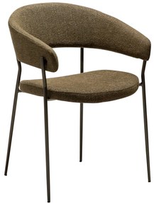 Dan-Form Reboot Eetkamerstoel Met Ronde Rug Boucle Dark Olive Groen