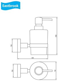 Eastbrook Rimini messing glazen zeepdispenser chroom