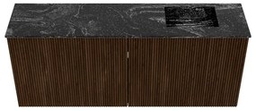 Mondiaz Joya DLux 100cm toiletmeubel walnut met wastafel faye rechts zonder kraangat lava