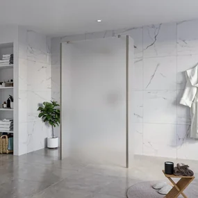 Fortifura Galeria Vrijstaande Inloopdouche - 120x200cm - Glas mat - antikalk - 8mm veiligheidsglas - 2 zijwanden 40cm - wandsteunen en hoekprofielen - Geborsteld Gunmetal PVD SW927771 2x/SW797928/SW797921 2x/SW798732 2x