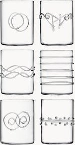 Handgemaakte borosilicaatglazen Deco' Clear, 6-delig