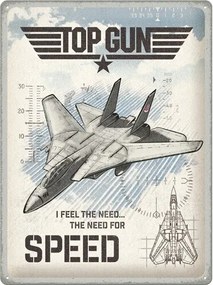 Metalen wandbord Top Gun - The Need for Speed, (30 x 40 cm)