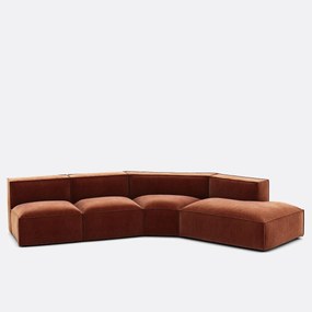 4-delige rechte vintage ribfluwelen bank Seven