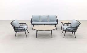 Garden Impressions Margriet stoel-bank loungeset - Carbon black/Mint grey - 5 delig