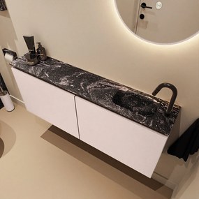 Mondiaz Ture DLux toiletmeubel 120cm rosee met wastafel lava rechts met kraangat