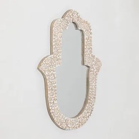 Hamsa Mangohouten Wandspiegel Vintage Wit Hout - Sklum
