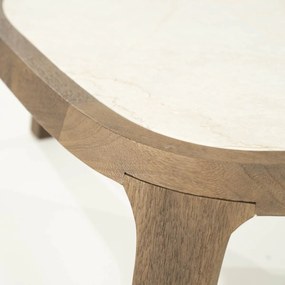 Eleonora Fred Salontafel Hout Met Marmer 75x64 Cm - 75 X 64cm.