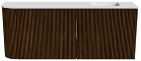 Mondiaz Joya 100cm toiletmeubel ronding links walnut met wastafel faye rechts zonder kraangat talc