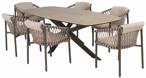 4 Seasons Outdoor Allora tuinset terre met Prado tafel met keramisch blad 240 cm Tuinset   beige weerbestendig