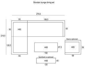 Garden Impressions Brendon lounge dining set 4-delig links - mint grijs