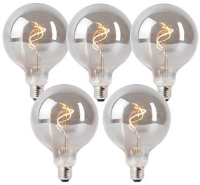 Set van 5 E27 dimbare LED lampen smoke G125 4W 130 lm 1900K
