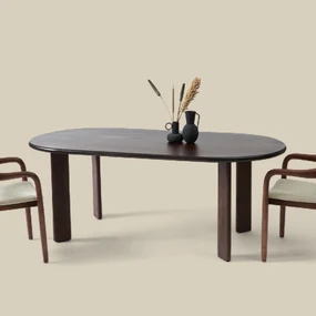 Ovale Eettafel Walnoot Bruin 200 Cm - 200 X 100cm.