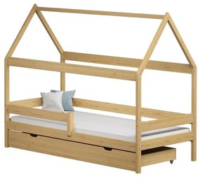 Peuter Natuurlijk Canopy House-vormig eenpersoonsbed - Teddy 5056231751179 Children's Beds Home, 140x80, Grote enkele, 10 cm latex/kokosvezelmatras Ch