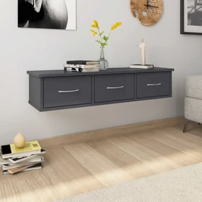 vidaXL Wandschap met lades 88x26x18,5 cm spaanplaat hoogglans grijs