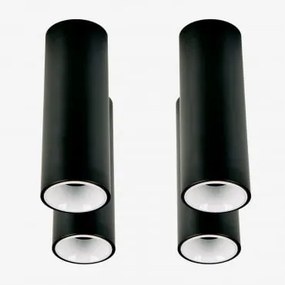 Pack Van 4 Ronde Led-opbouwplafondlampen Ø5,7 Cm Voor Buiten In Aluminium Luisiana Zwart – Wit & Warm Wit 2700k & 8 W & 38º - Sklum