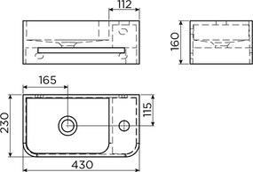 Clou InBe fontein met kraangat rechts, handdoekhouder en afvoerplug beige