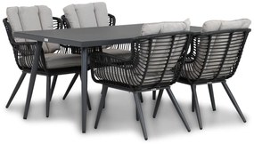 Tuinset 4 personen 170 cm Wicker/Aluminium/Aluminium/wicker Zwart Coco Azzano/Valencia