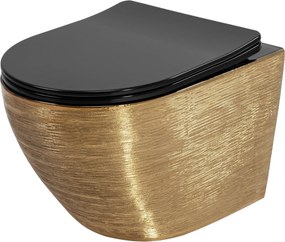 Hangende toilet Rea Carlo Mini Flat Black Gold Brush